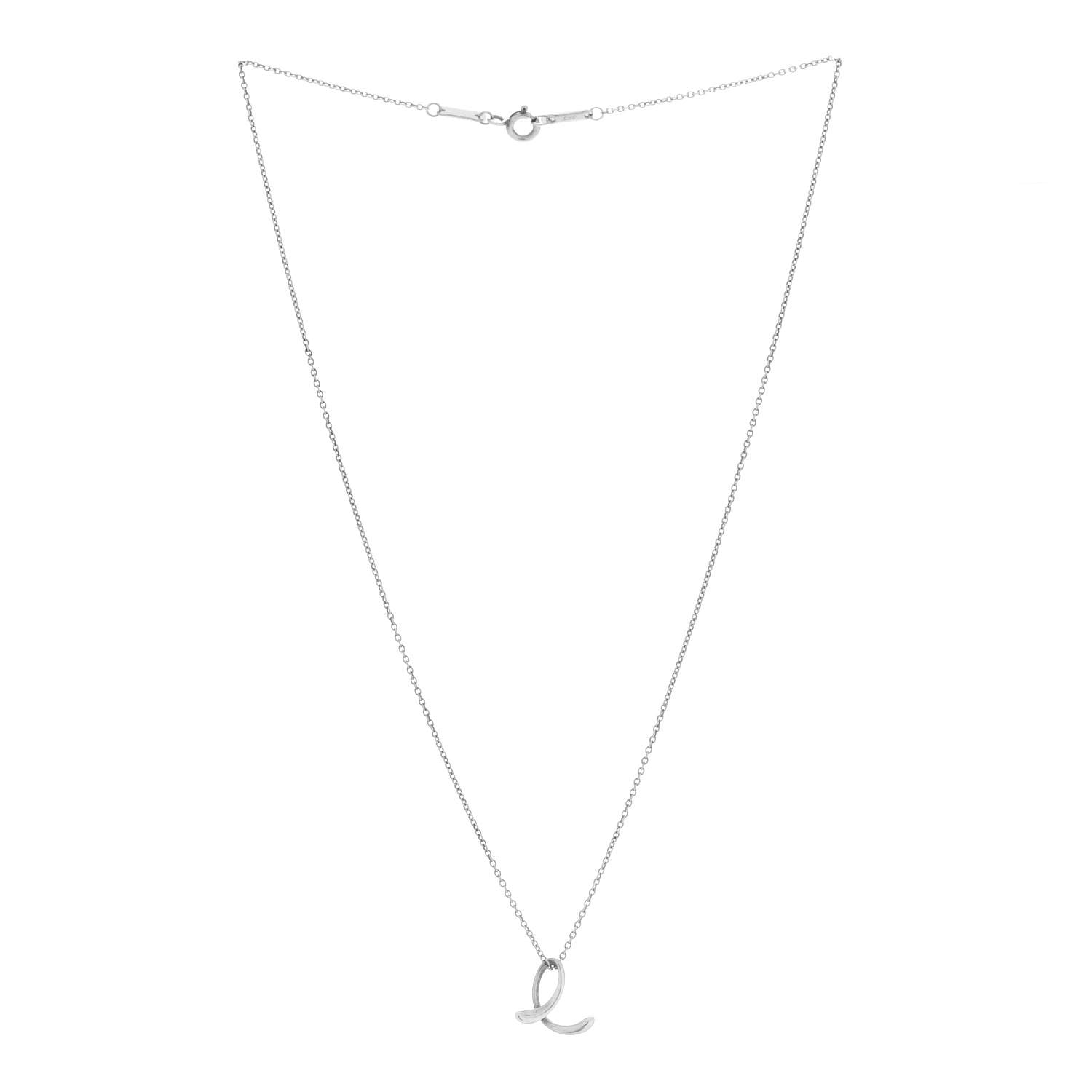 Tiffany Sterling Silver Elsa Peretti Letter E Pendant Necklace 3 of 6