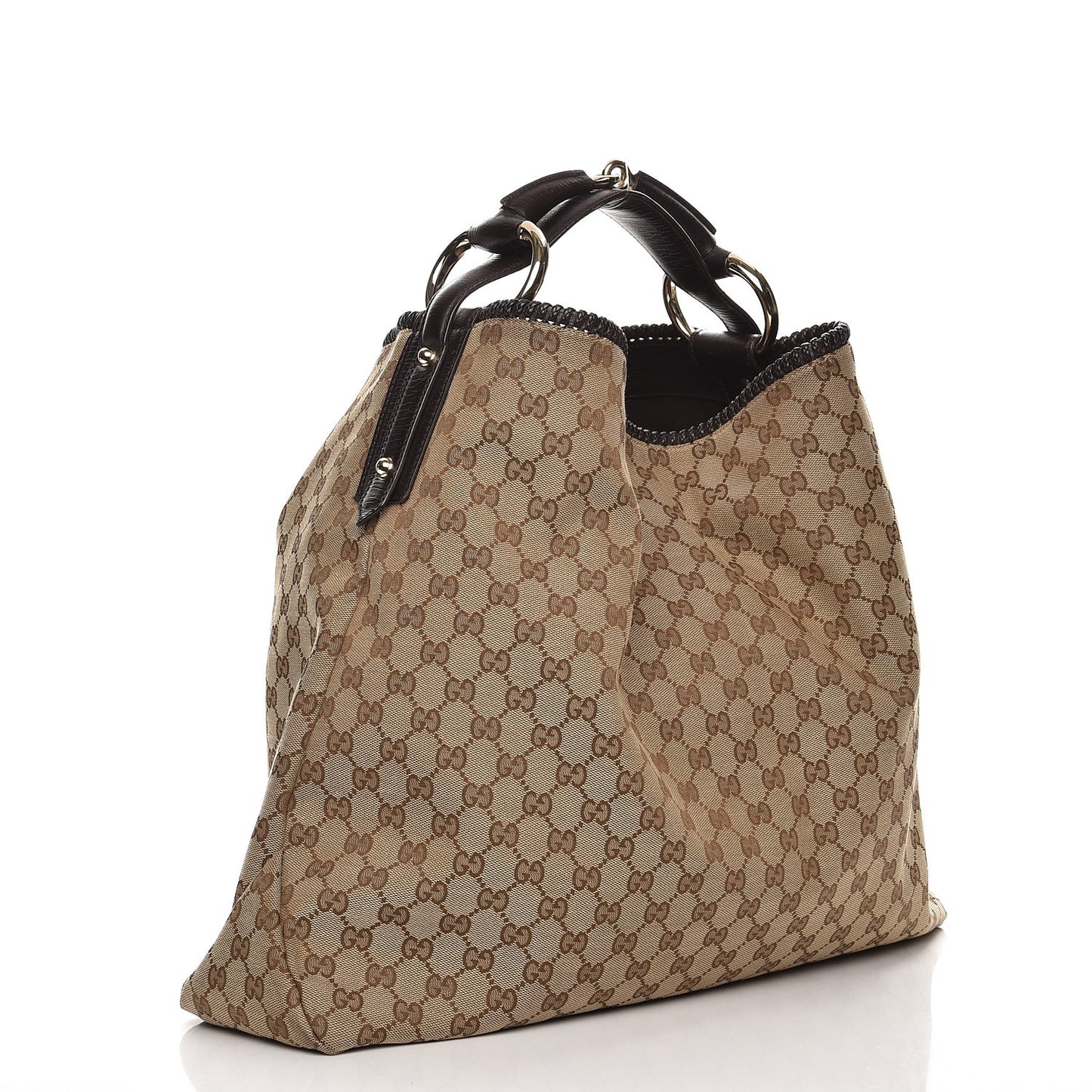 Monogram Large Horsebit Chain Hobo Dark Brown