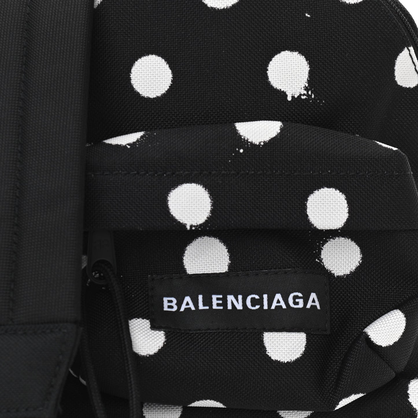 Recycled Casual Nylon Spray Polka Dots Mini Explorer Crossbody Backpack Black White