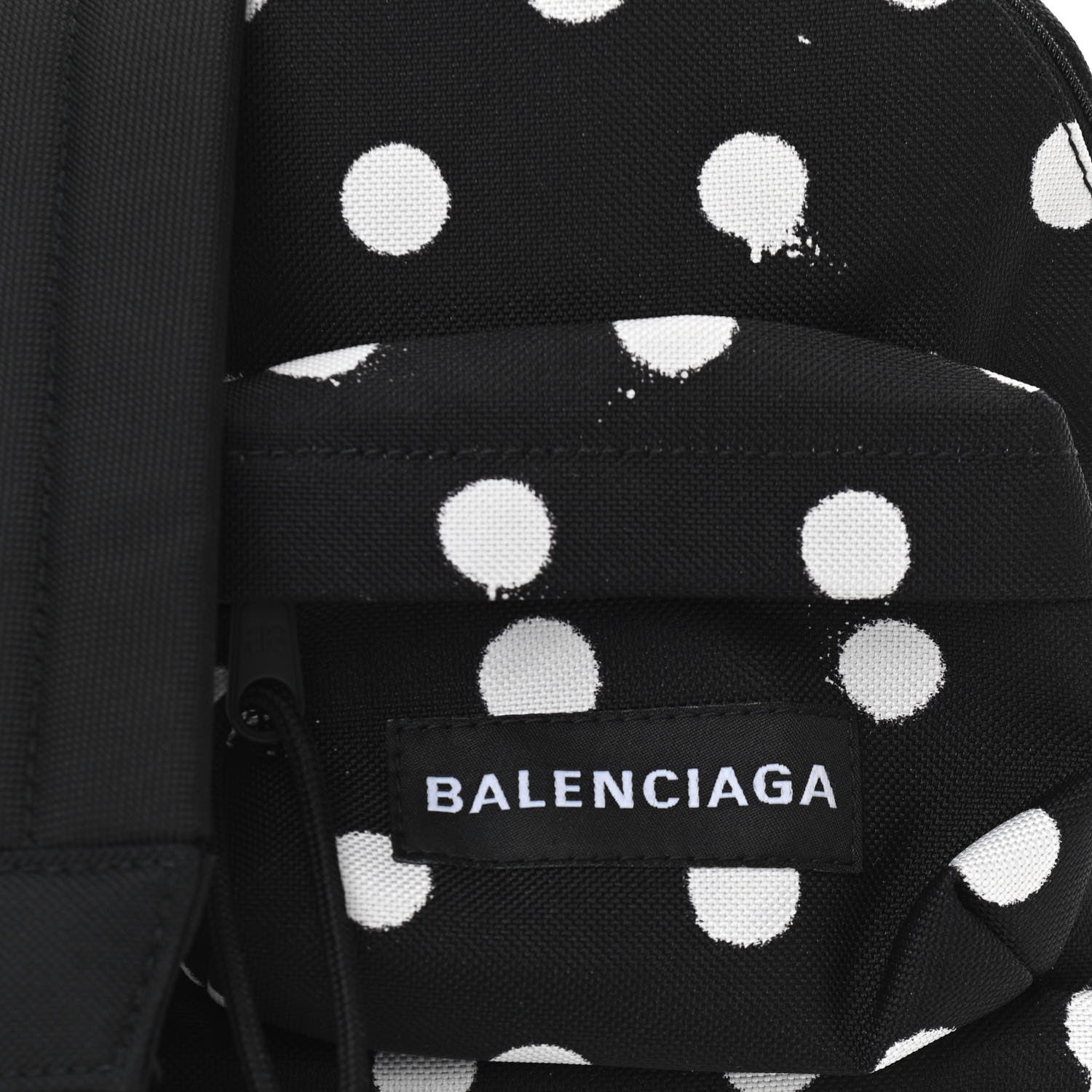 Balenciaga Recycled Casual Nylon Spray Polka Dots Mini Explorer Crossbody Backpack Black White 7 of 9