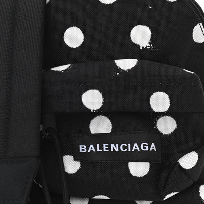 Balenciaga Recycled Casual Nylon Spray Polka Dots Mini Explorer Crossbody Backpack Black White 7 of 9