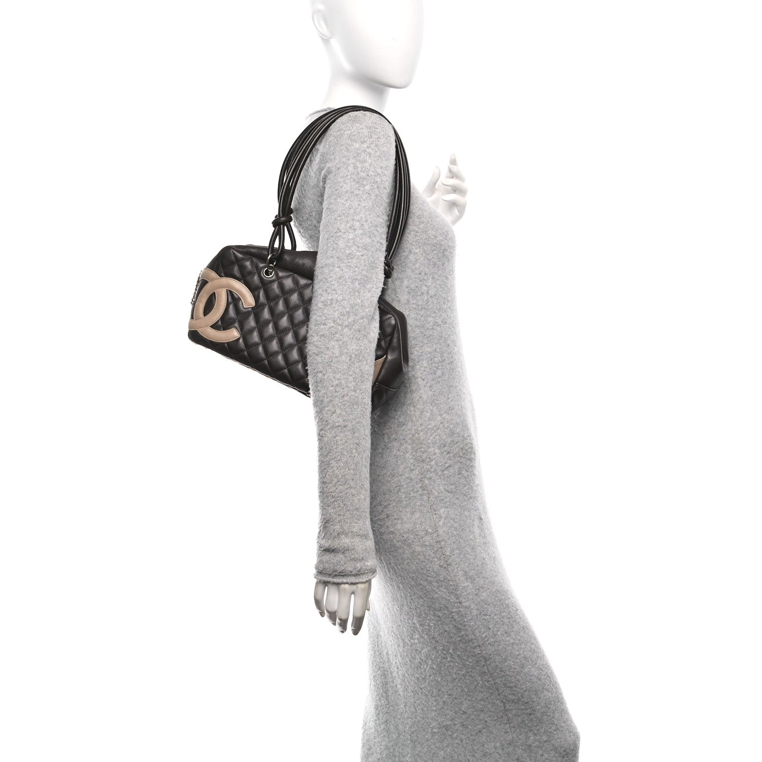 Chanel Calfskin Quilted Cambon Large Bowler Brown Beige 2 of 10