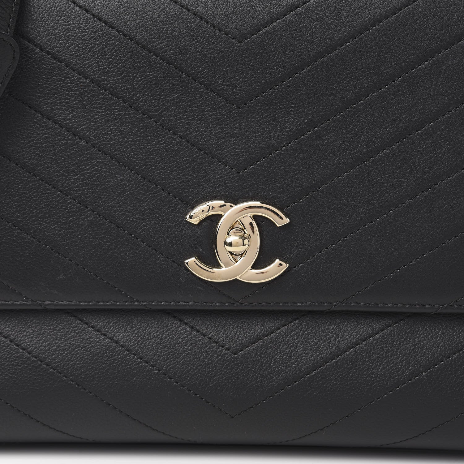 Chanel Grained Calfskin Chevron Stitched Medium Chic Top Handle Flap Black 10 of 11
