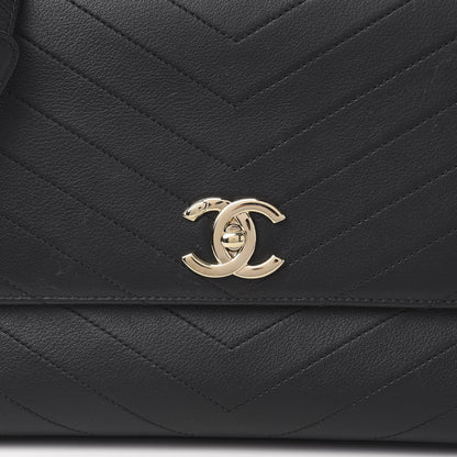 Chanel Grained Calfskin Chevron Stitched Medium Chic Top Handle Flap Black 10 of 11
