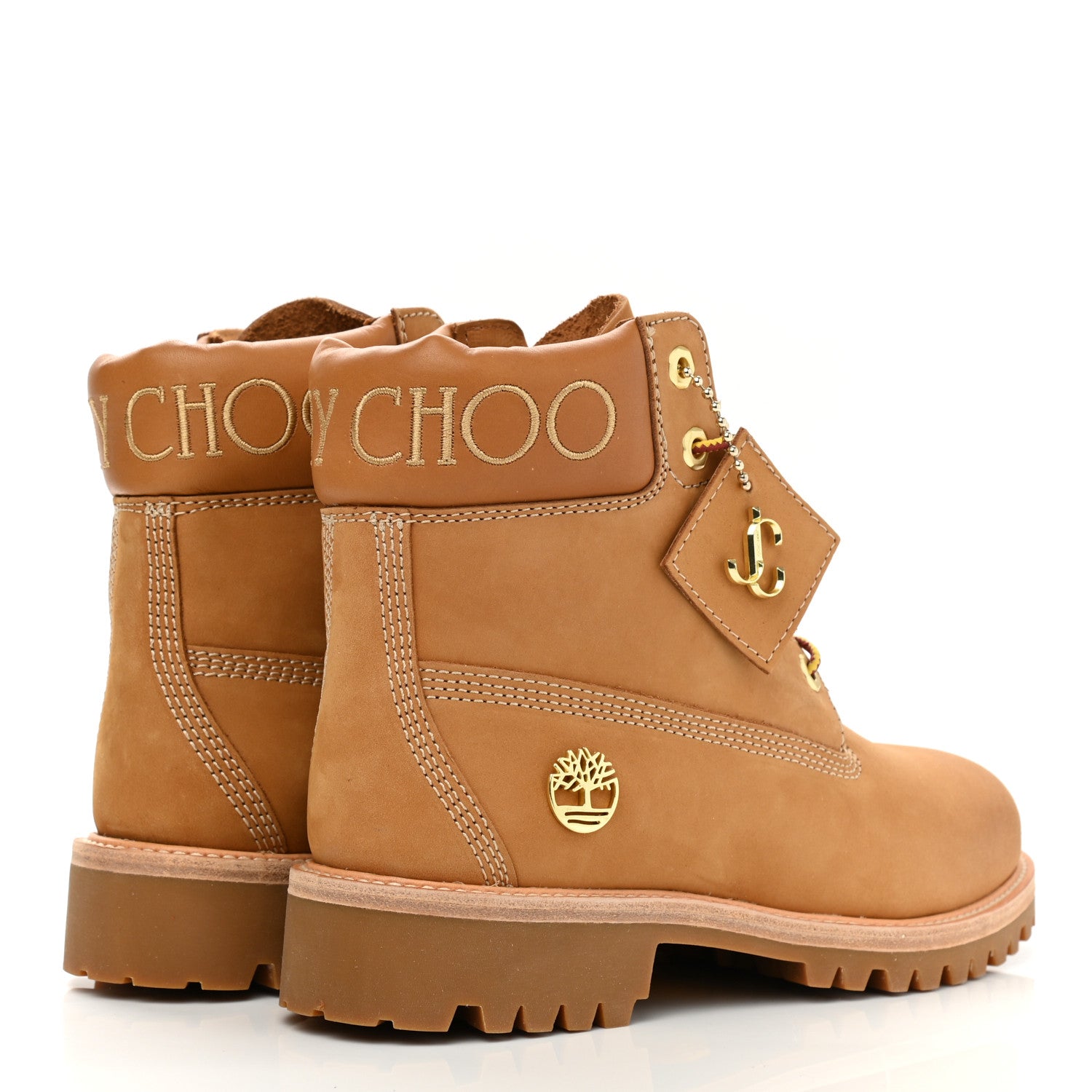 Jimmy Choo X TIMBERLAND Nubuck Glitter Ankle Boots 7.5 Wheat 4 of 10