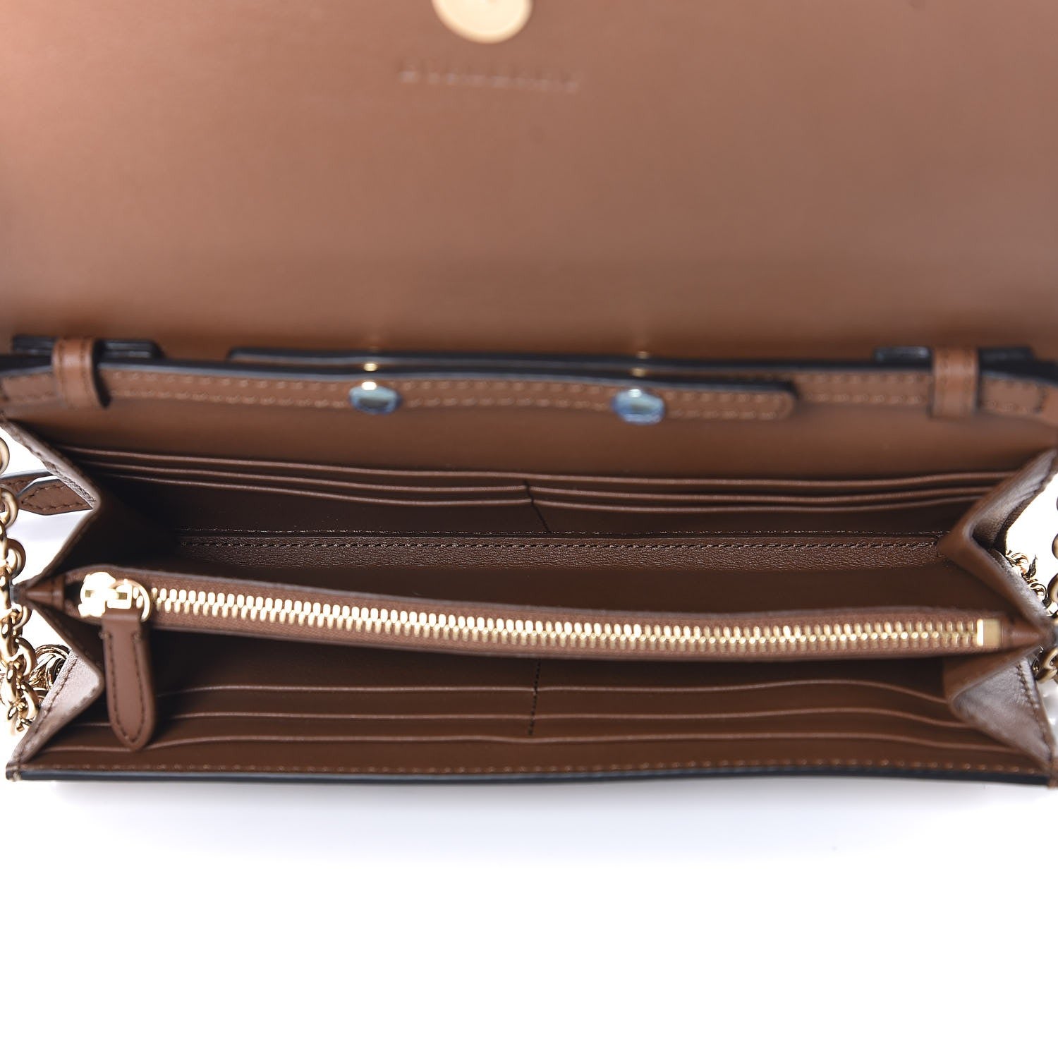 Burberry Derby Calfskin House Check Henley Wallet On Chain Tan 5 of 8