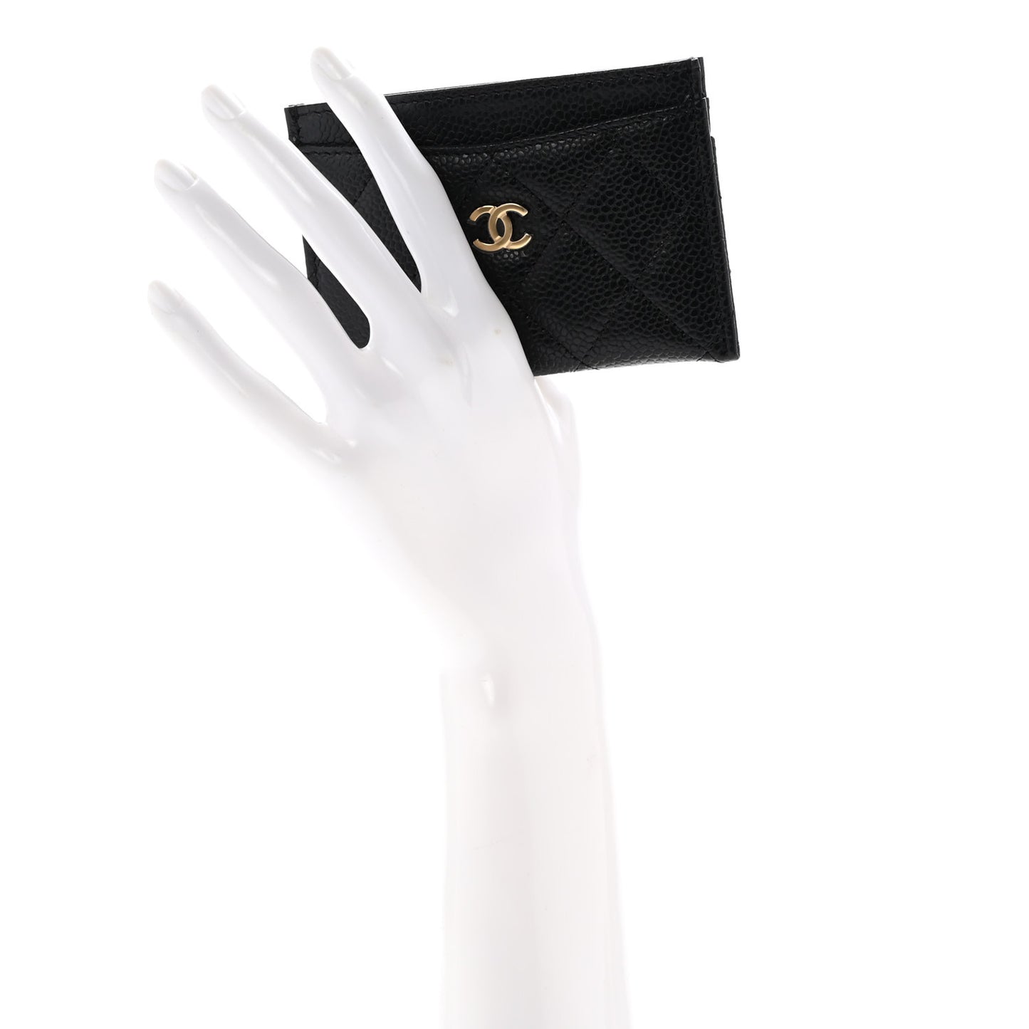 Caviar Quilted Card Holder Black