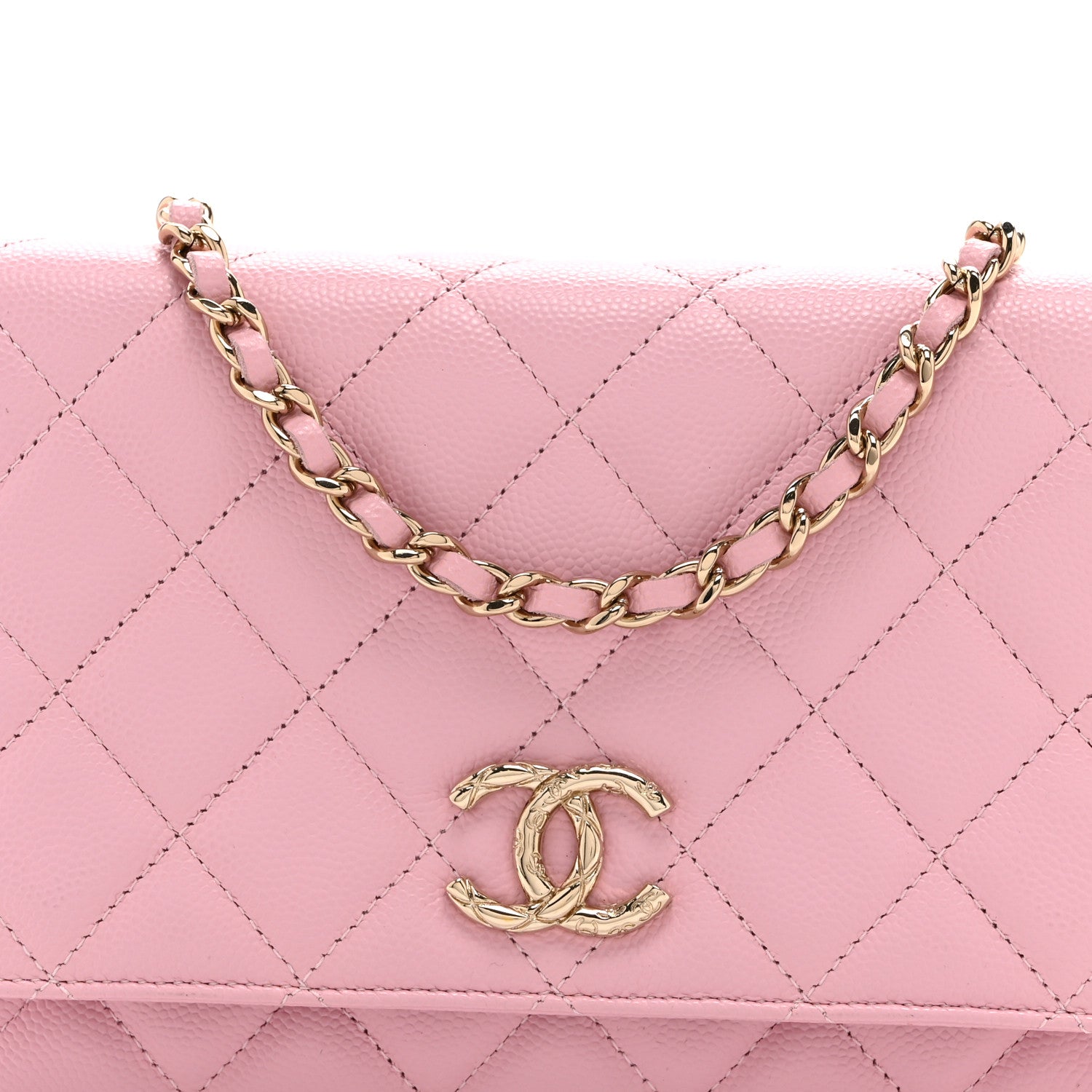 Chanel Caviar Quilted Wallet on Chain WOC Light Pink 9 of 12