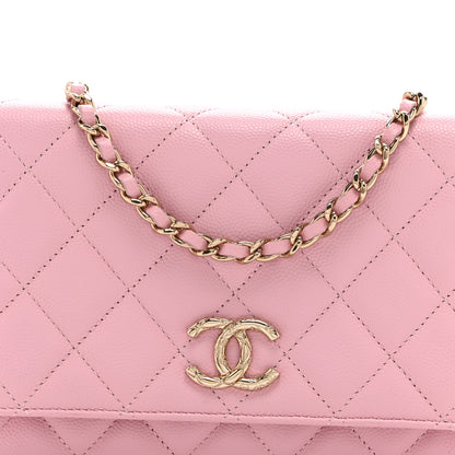 Chanel Caviar Quilted Wallet on Chain WOC Light Pink 9 of 12