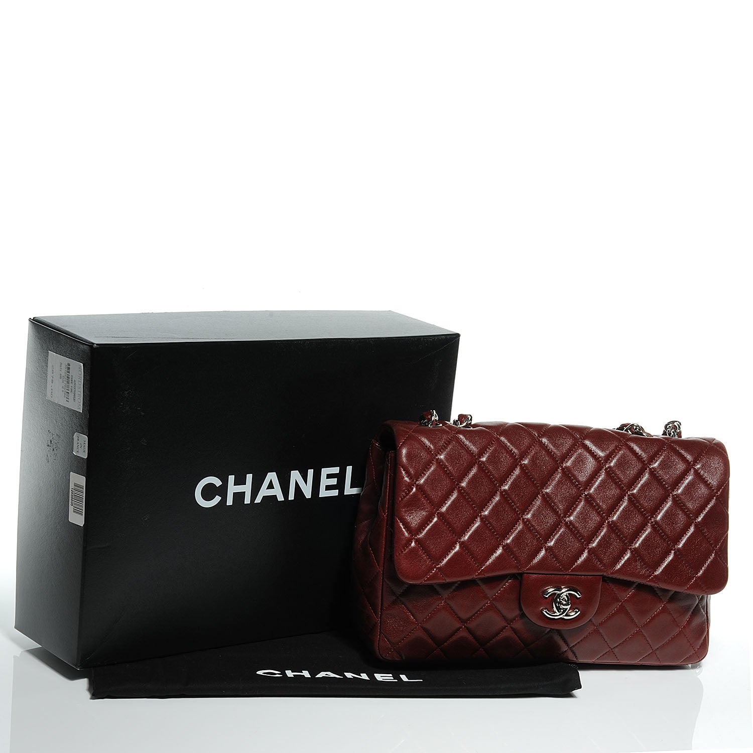 Chanel Lambskin Jumbo Single Flap Dark Red 5 of 8
