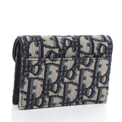 Christian Dior Oblique Saddle Card Holder Blue 2 of 8
