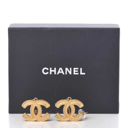 Chanel CC Drop Earrings Matte Gold 5 of 5