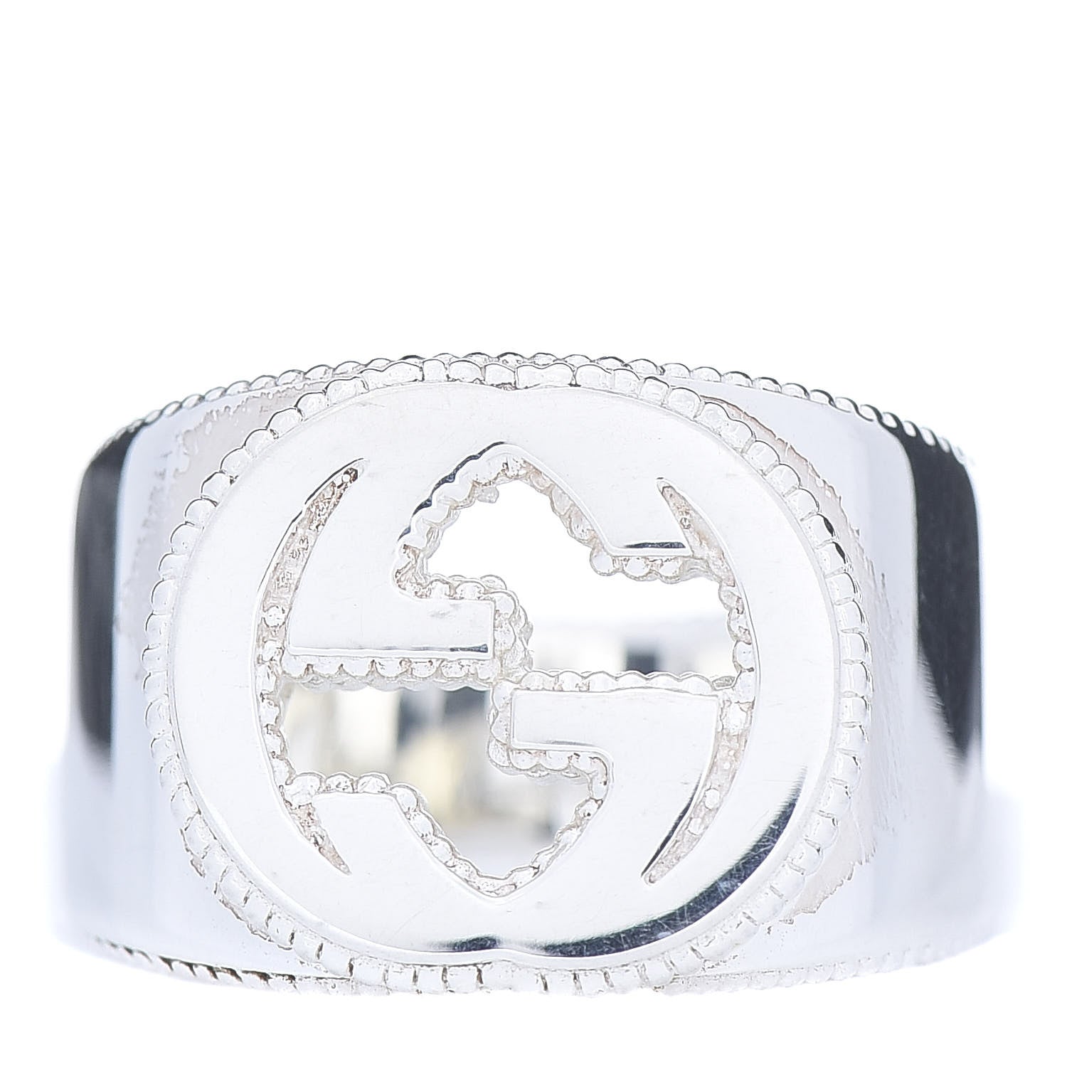 Gucci Sterling Silver Interlocking G Band Ring 56 7.5 1 of 6