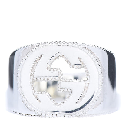 Gucci Sterling Silver Interlocking G Band Ring 56 7.5 1 of 6
