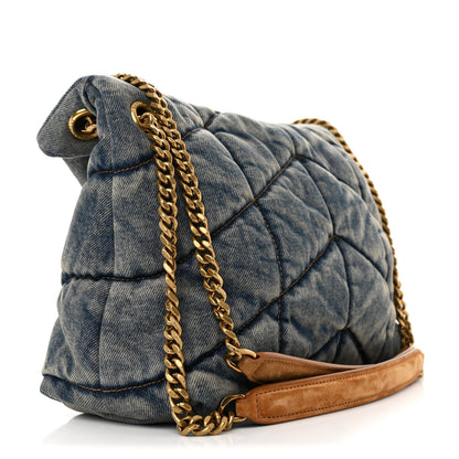 Saint Laurent Denim Quilted Small Loulou Puffer Monogram Chain Satchel Blue Cinnamon 3 of 10
