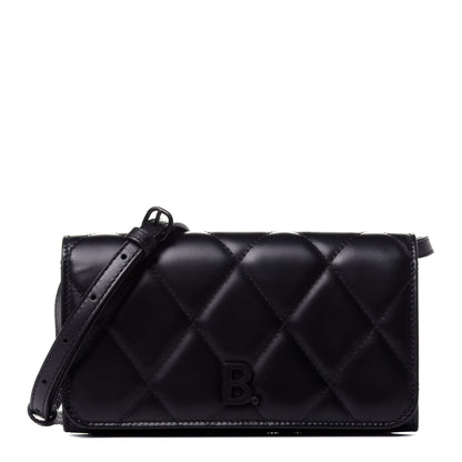 Balenciaga Nappa Calfskin Quilted Touch B Phone Holder With Strap Black 1 of 10