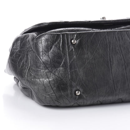 Chanel Metallic Aged Calfskin Quilted Large Pondichery Flap Dark Grey 9 of 10