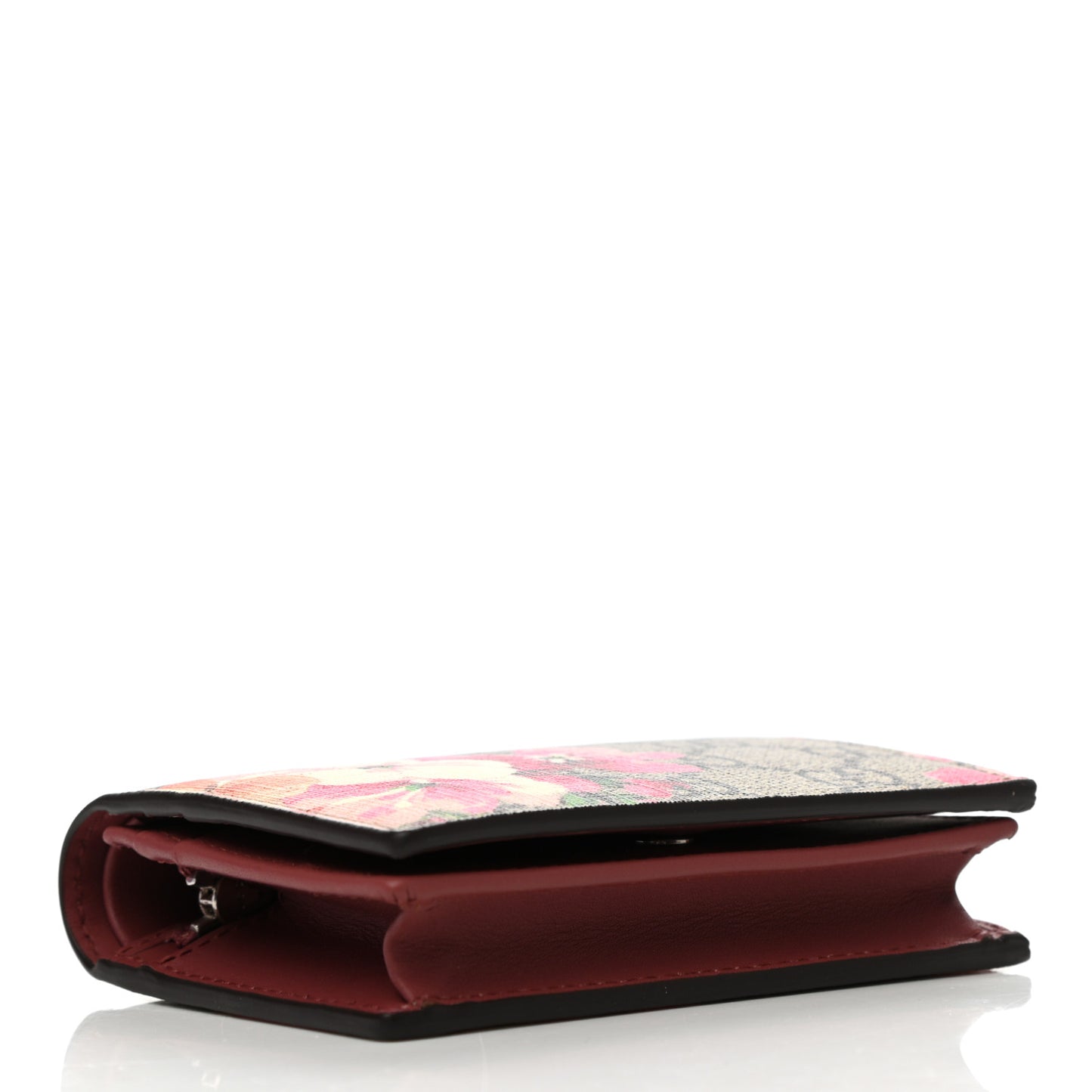 GG Supreme Monogram Blooms Card Case Wallet Beige Multicolor Dry Rose