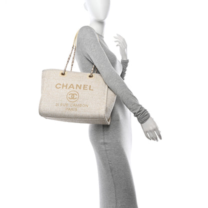 Chanel Lurex Boucle Small Deauville Tote Ivory 3 of 15