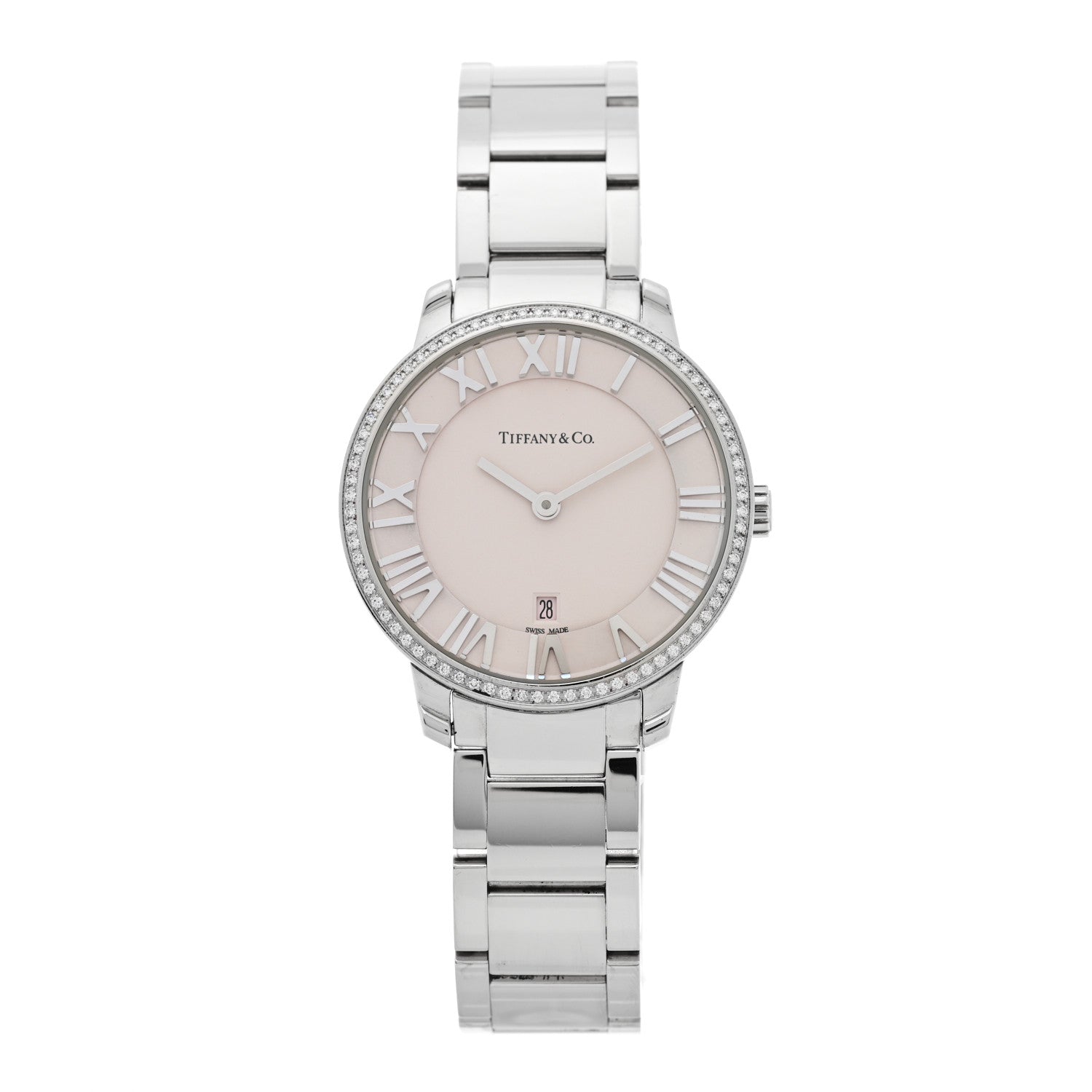 Tiffany Stainless Steel Diamond Bezel 31mm Atlas 2-Hand Quartz Watch 1 of 5