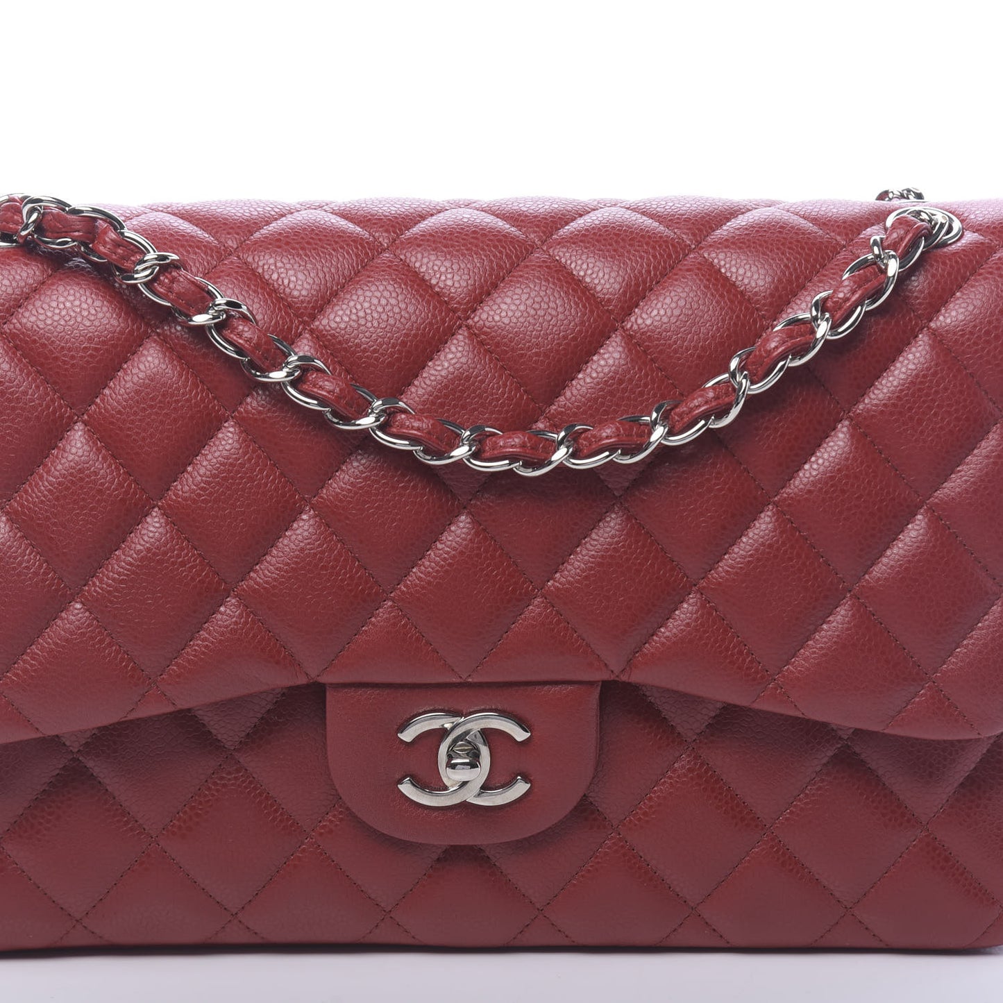 Caviar Quilted Jumbo Double Flap Red