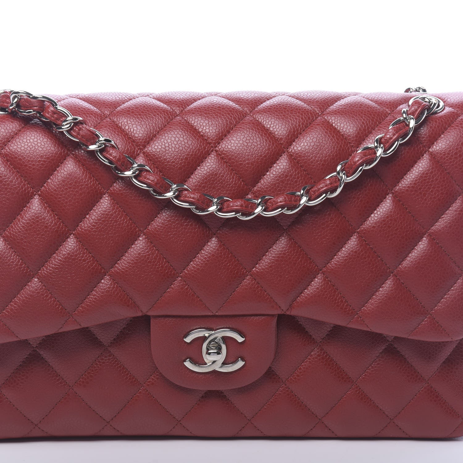 Chanel Caviar Quilted Jumbo Double Flap Red 12 of 13
