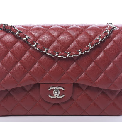 Chanel Caviar Quilted Jumbo Double Flap Red 12 of 13