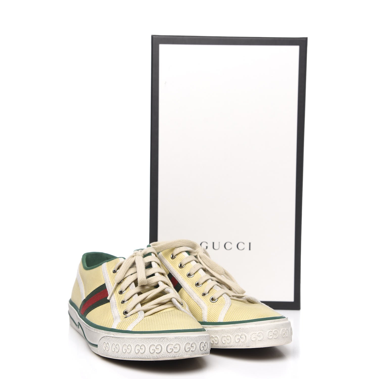 Gucci Canvas Web Mens 1977 Tennis Sneakers 9 Burro Mystic White 9 of 9