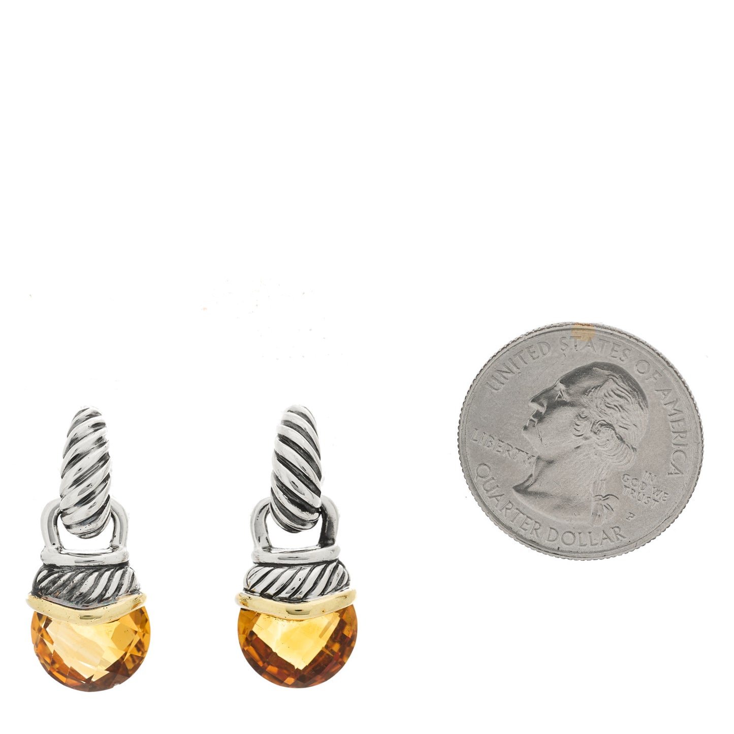 Sterling Silver 14K Yellow Gold Citrine Acorn Earrings
