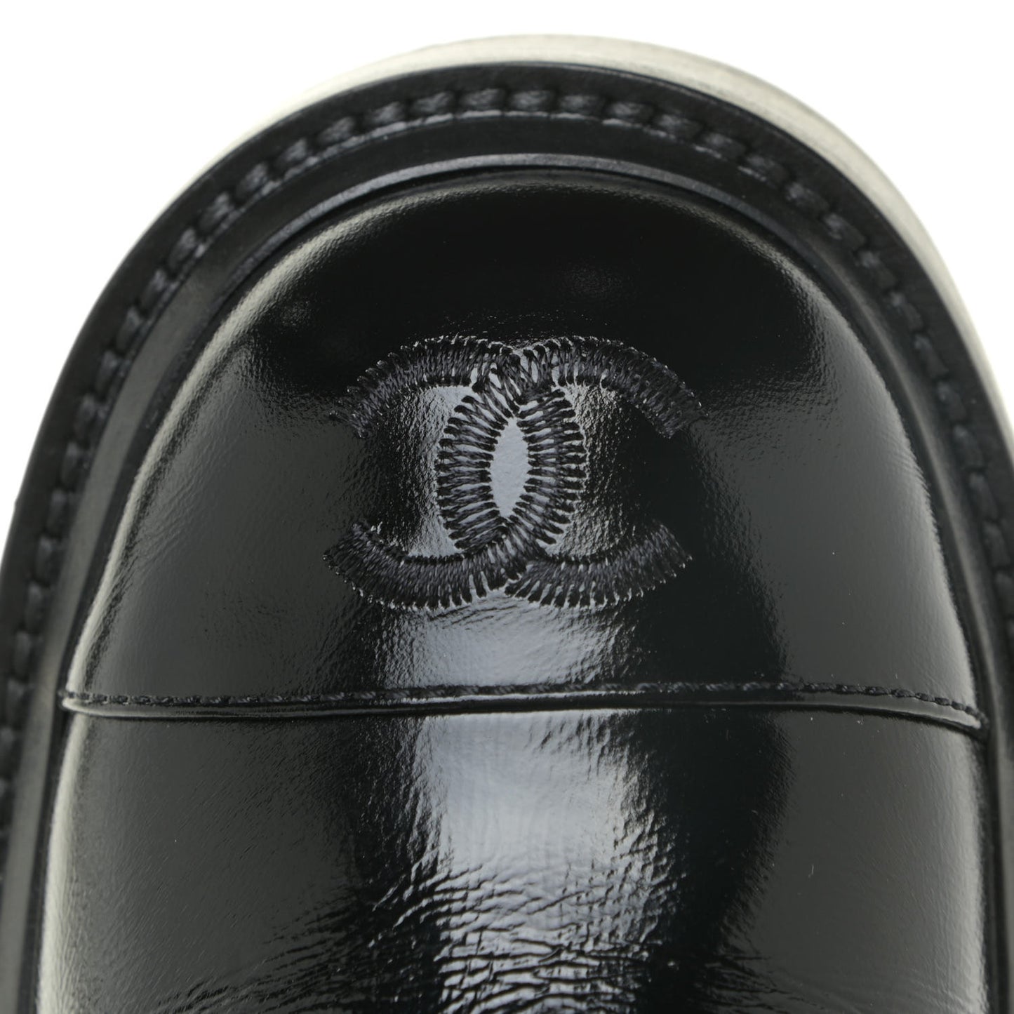 Shiny Calfskin Quilted Lace Up Combat Boots 37 Black