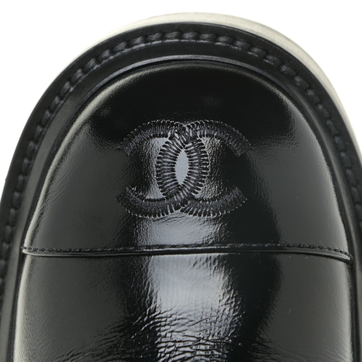 Chanel Shiny Calfskin Quilted Lace Up Combat Boots 37 Black 12 of 16
