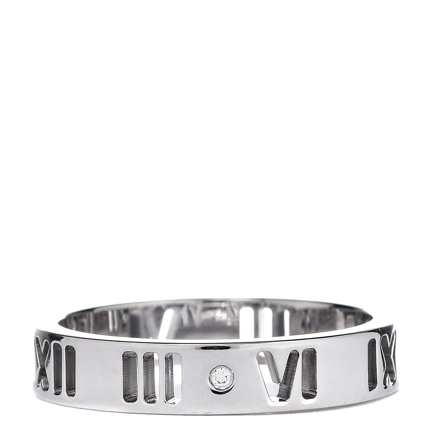 Tiffany 18K White Gold Diamond Atlas Pierced Ring 48 4.5 1 of 4