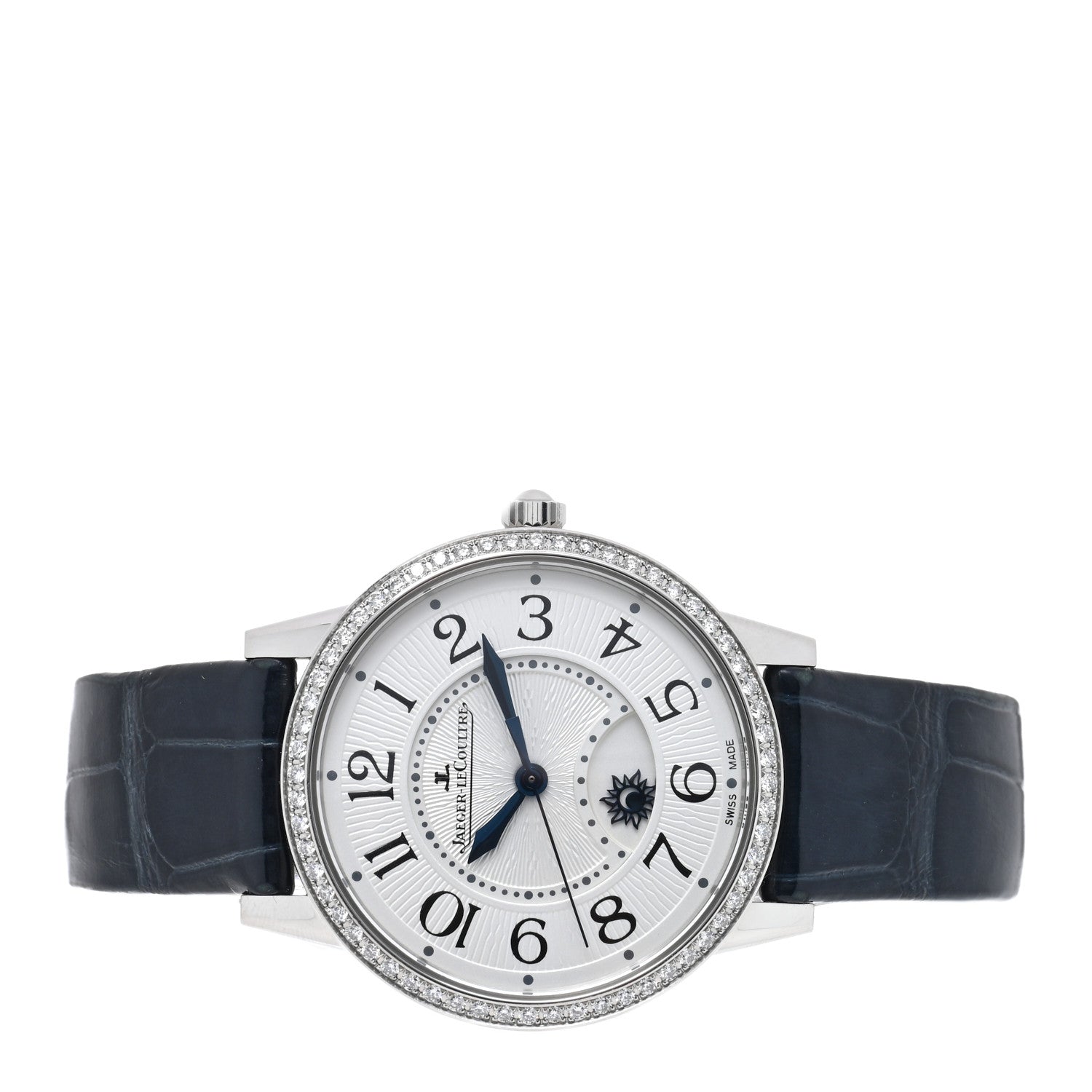 Jaeger-LeCoultre Stainless Steel Alligator Diamond Bezel 34mm Rendez-Vous Classic Day & Night Automatic Watch 344.8.37.S 2 of 5