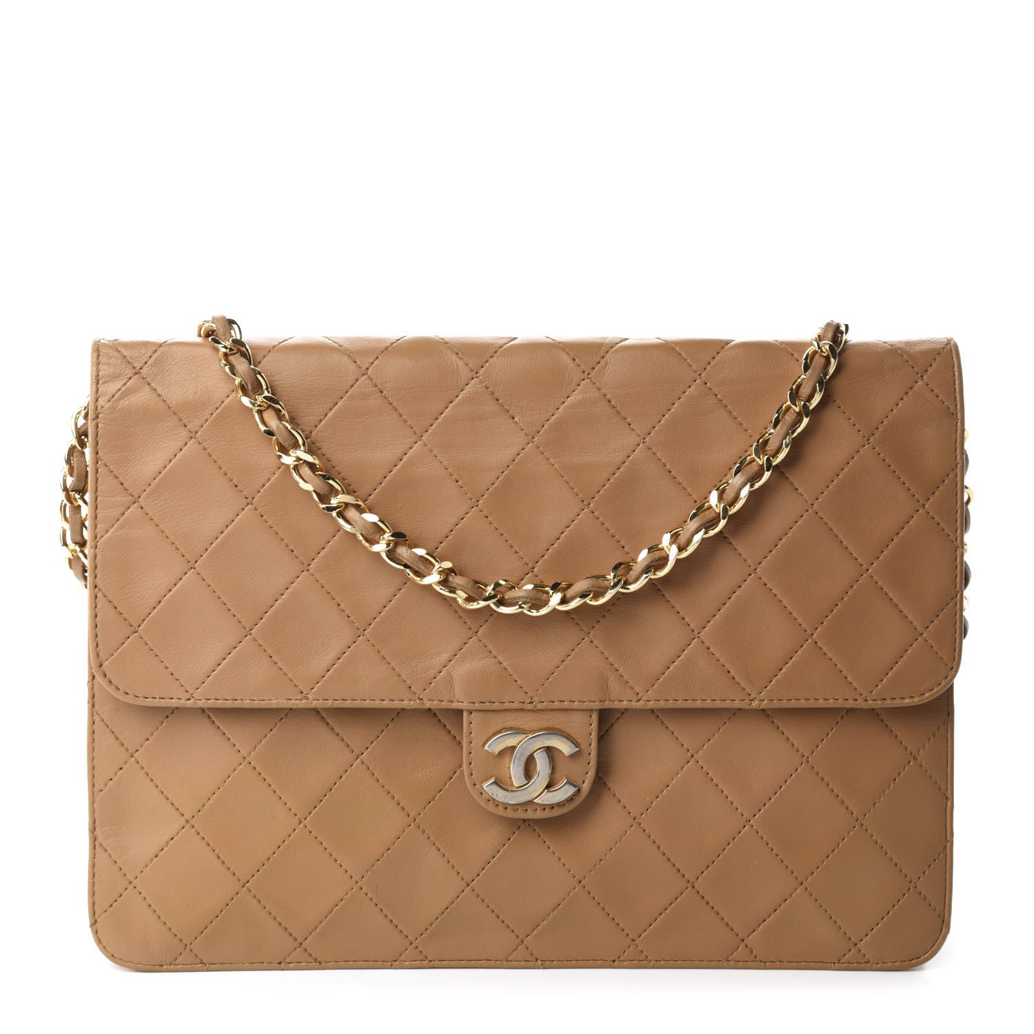 Chanel Lambskin Quilted Medium Single Flap Beige 1 of 16