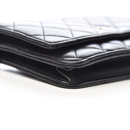 Chanel Lambskin Quilted Wallet On Chain WOC Black 9 of 12