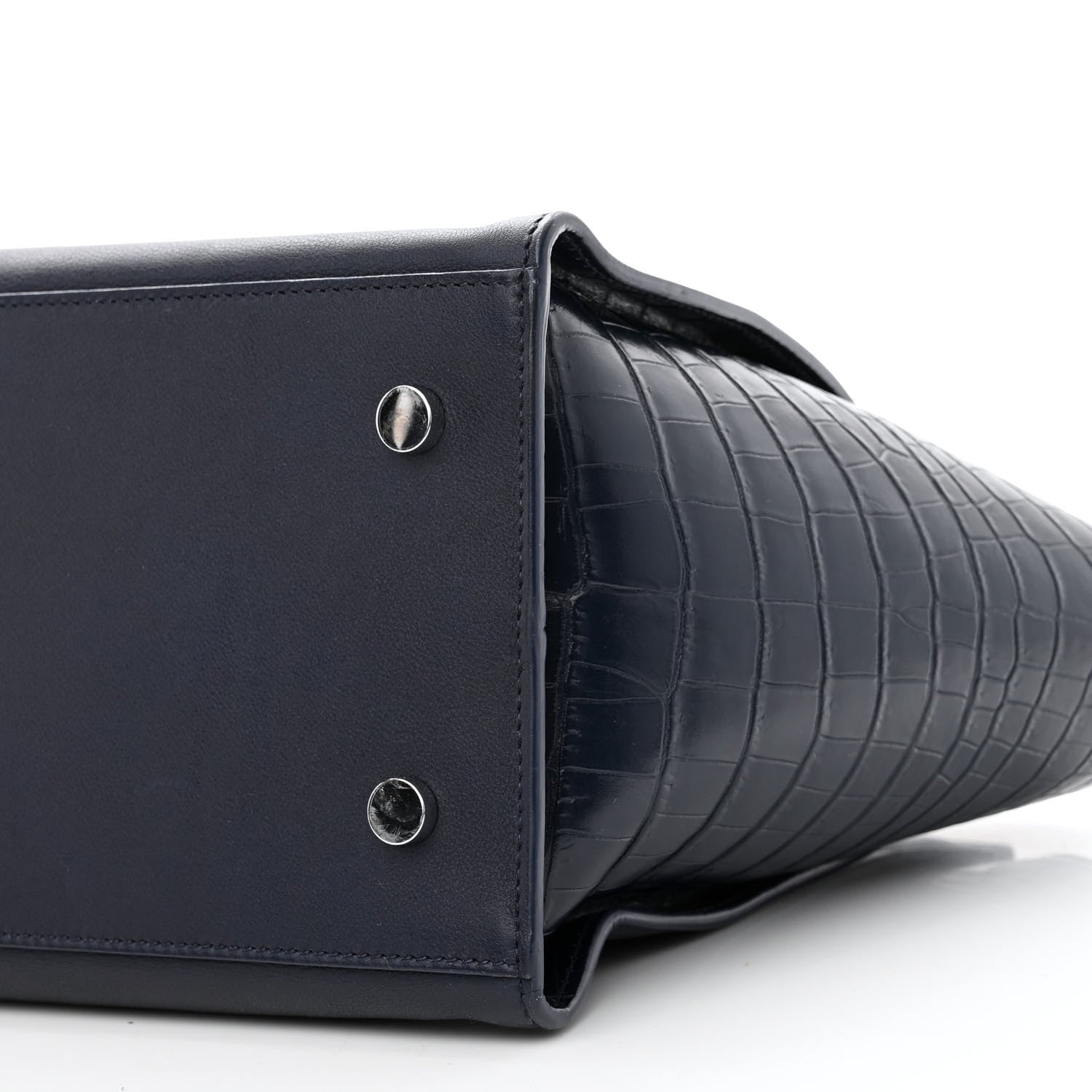 Saint Laurent Calfskin Croc Embossed Small Monogram Downtown Cabas Blue 9 of 9