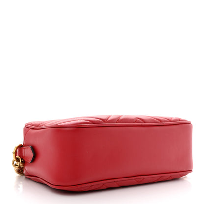 Gucci Calfskin Matelasse Small GG Marmont Chain Shoulder Bag Hibiscus Red 4 of 11