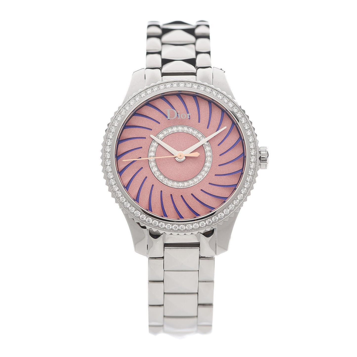 Stainless Steel Diamond Bezel 32mm Dior VIII Montaigne Quartz Watch Pink