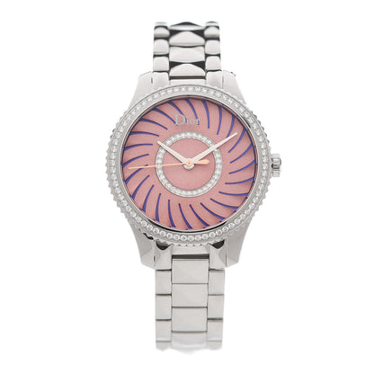 Christian Dior Stainless Steel Diamond Bezel 32mm Dior VIII Montaigne Quartz Watch Pink 1 of 6