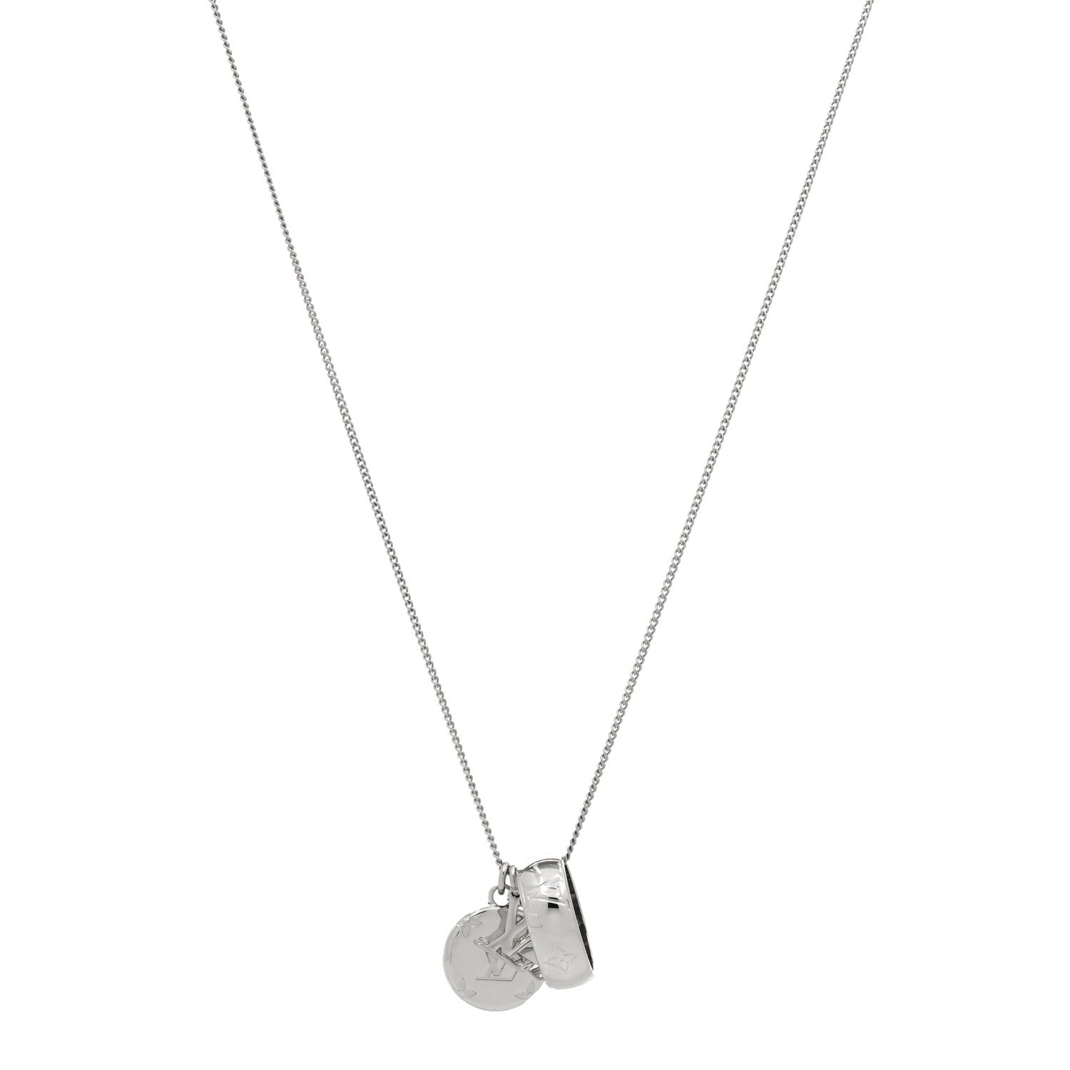 Louis Vuitton Zamac Palladium Monogram Charms Necklace Silver 1 of 6