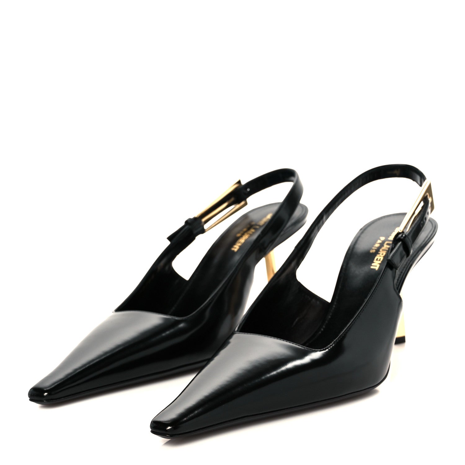 Saint Laurent Glazed Calfskin Lee Slingback Pumps 41 Black 4 of 11