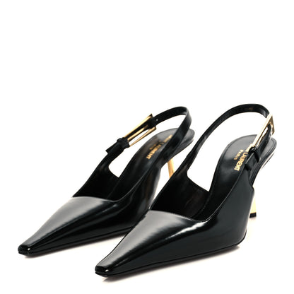 Saint Laurent Glazed Calfskin Lee Slingback Pumps 41 Black 4 of 11