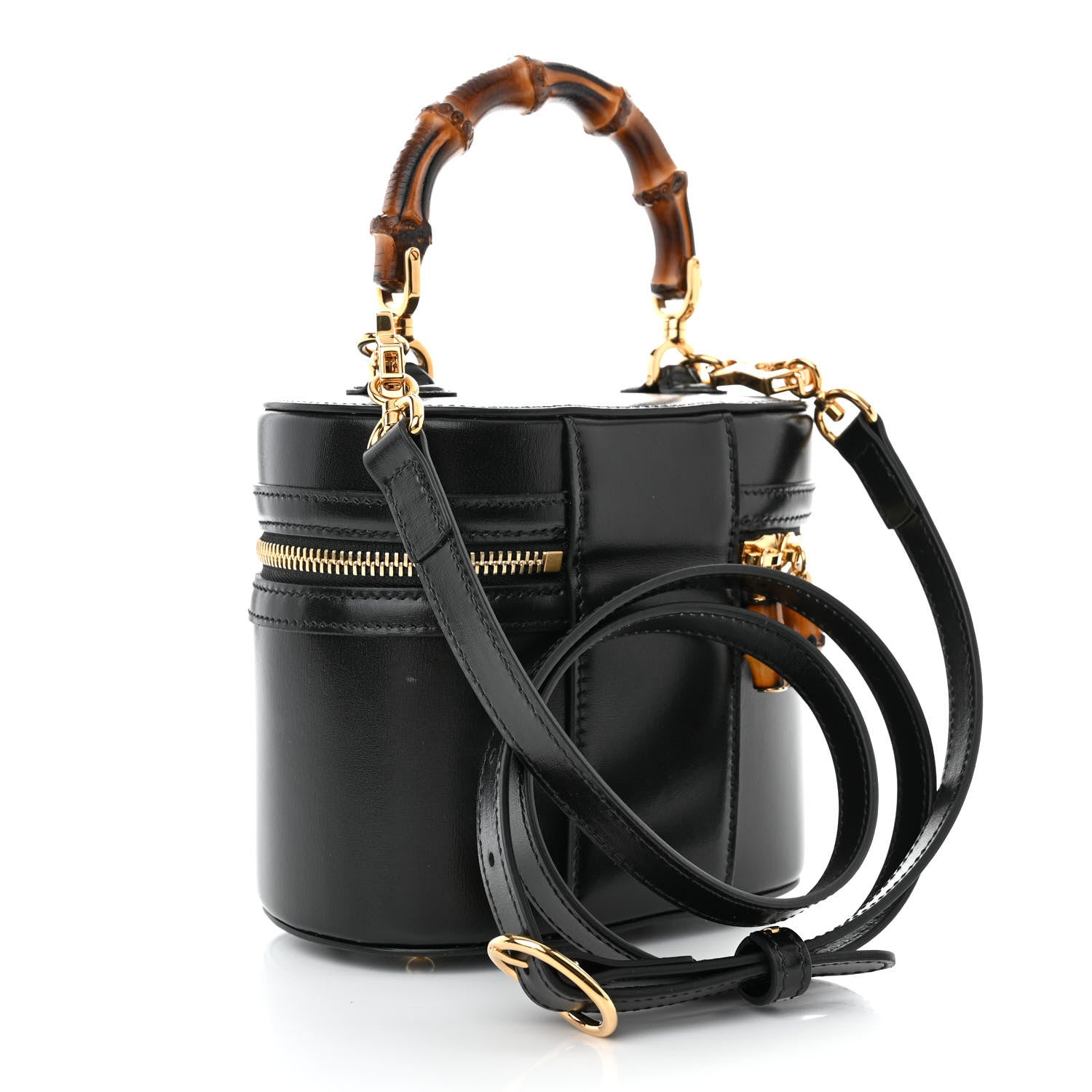 Gucci Calfskin Mini Bamboo Top Handle Shoulder Bag Black 3 of 10