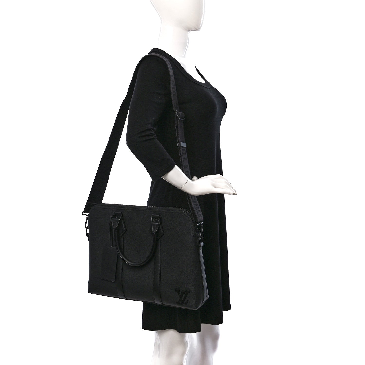 Louis Vuitton Calfskin Aerogram Takeoff Briefcase Black 2 of 10