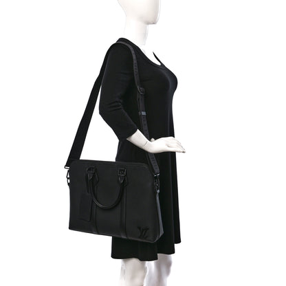Louis Vuitton Calfskin Aerogram Takeoff Briefcase Black 2 of 10