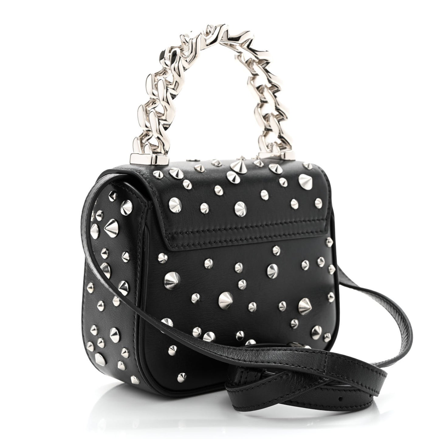 Grained Calfskin Spiked Micro La Medusa Bag Black