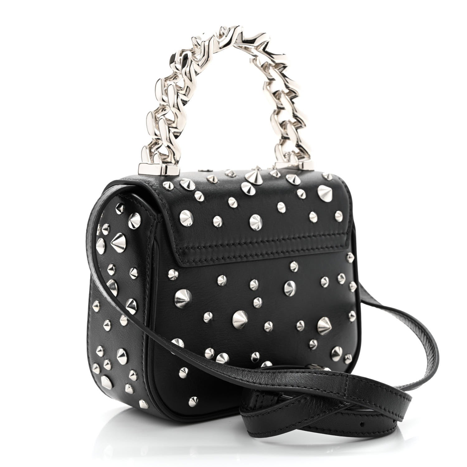 Versace Grained Calfskin Spiked Micro La Medusa Bag Black 3 of 10