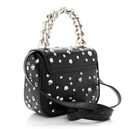 Versace Grained Calfskin Spiked Micro La Medusa Bag Black 3 of 10