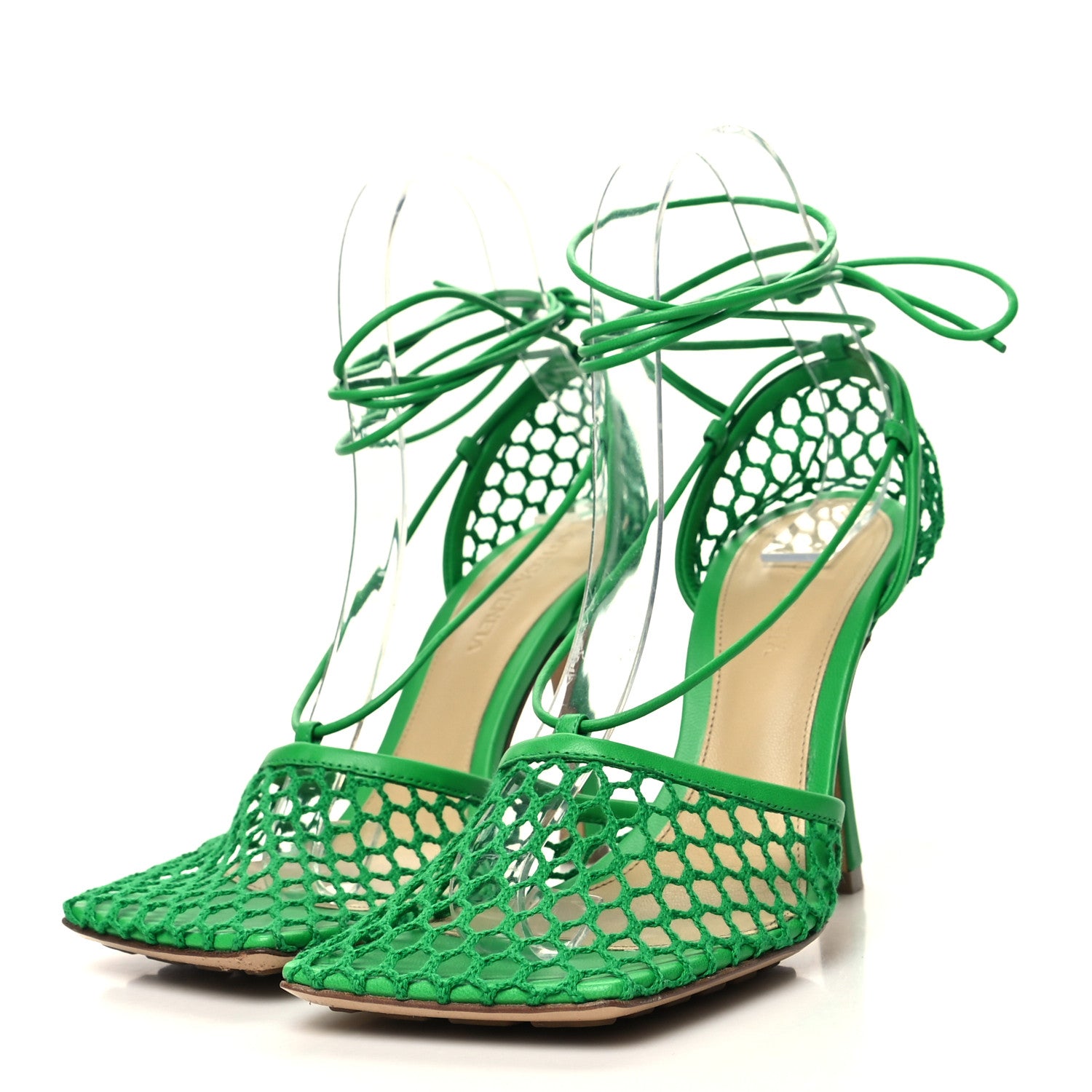 Bottega Veneta Mesh Nappa Stretch Ankle Tie 90mm Sandals 36.5 Grass 3 of 9