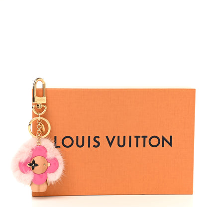 Louis Vuitton Resin Wood Mink Fur Vivienne Bag Charm Key Holder Pink 5 of 5